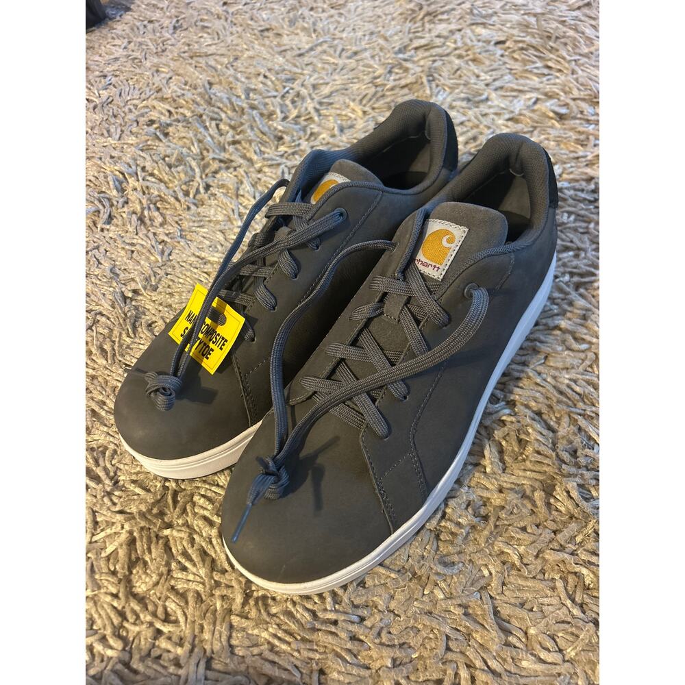 CARHARTT Detroit Nano Toe Leather Sneaker Shadow Gray Never Worn Sz 12 Men Shoe - Picture 2 of 7
